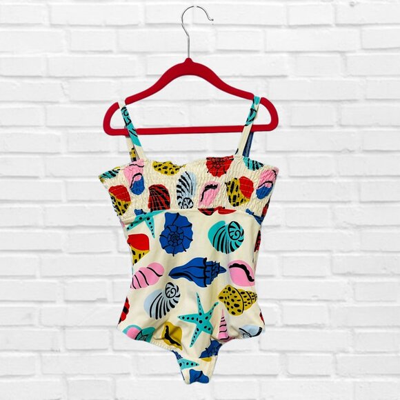 Hanna Andersson Girls One Piece Swimsuit Colorful Sea Shells Pull-On Beach Suit - Picture 3 of 10